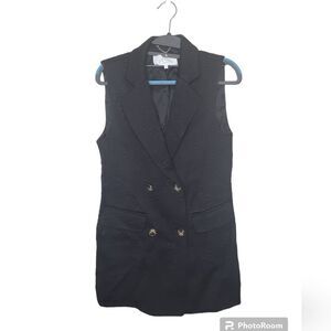 Pearl Lela Rose Black Floral Jacquard Double Breasted Vest Dress Mob Wife